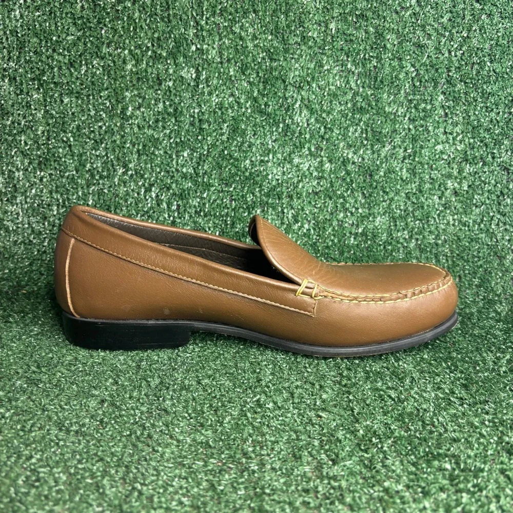 NEW Hitchcock Leather Slip On Venetian Loafers Classic Brown Mens Size 9 5E Wide